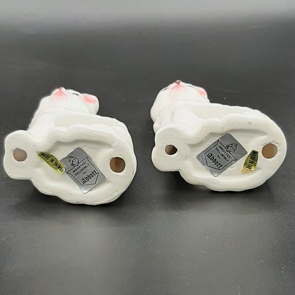 Vintage Cat Kitten Napkin Ring Holders Pair Bone China by Abbott Made in Taiwan - Picture 5 of 7